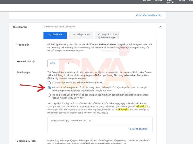 Đã Cài đặt Mã Google Analytics