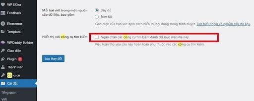 Cải đặt hiển thị với công cụ tìm kiếm WordPress
