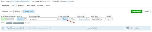 Lọc liên kết nofollow trong SEMRush