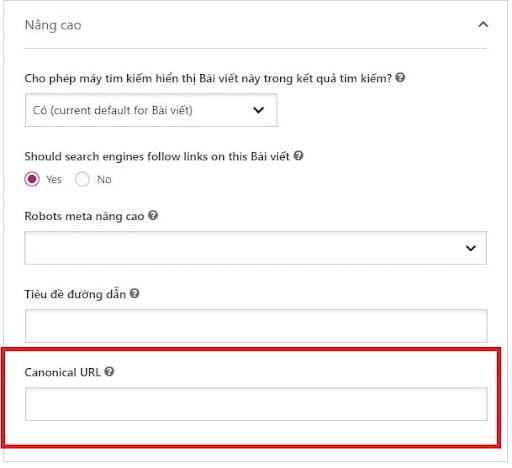 Đặt canonical URL bằng plugin Yoast SEO