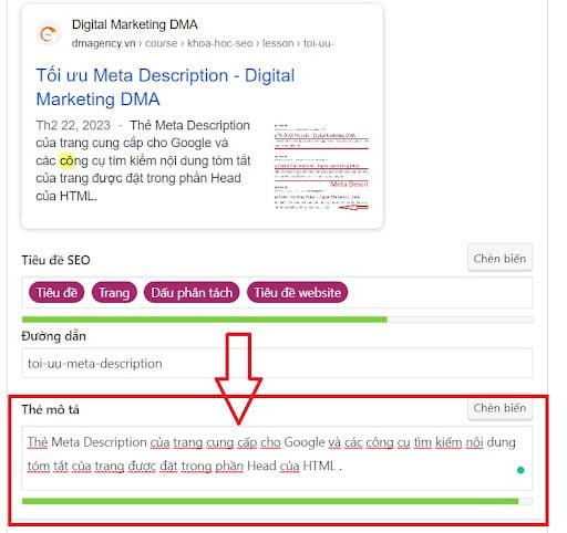 Thẻ Meta Description trong Yoast SEO