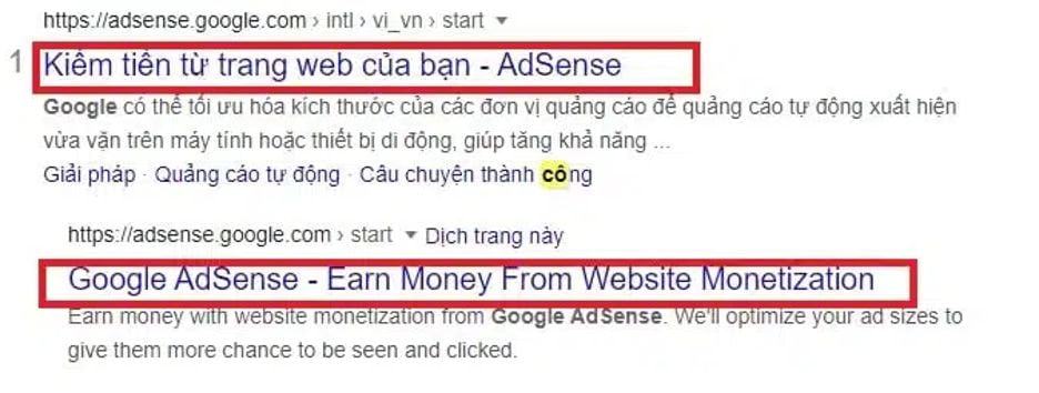 Tiêu đề Google Adsense được tối ưu hóa SEO 