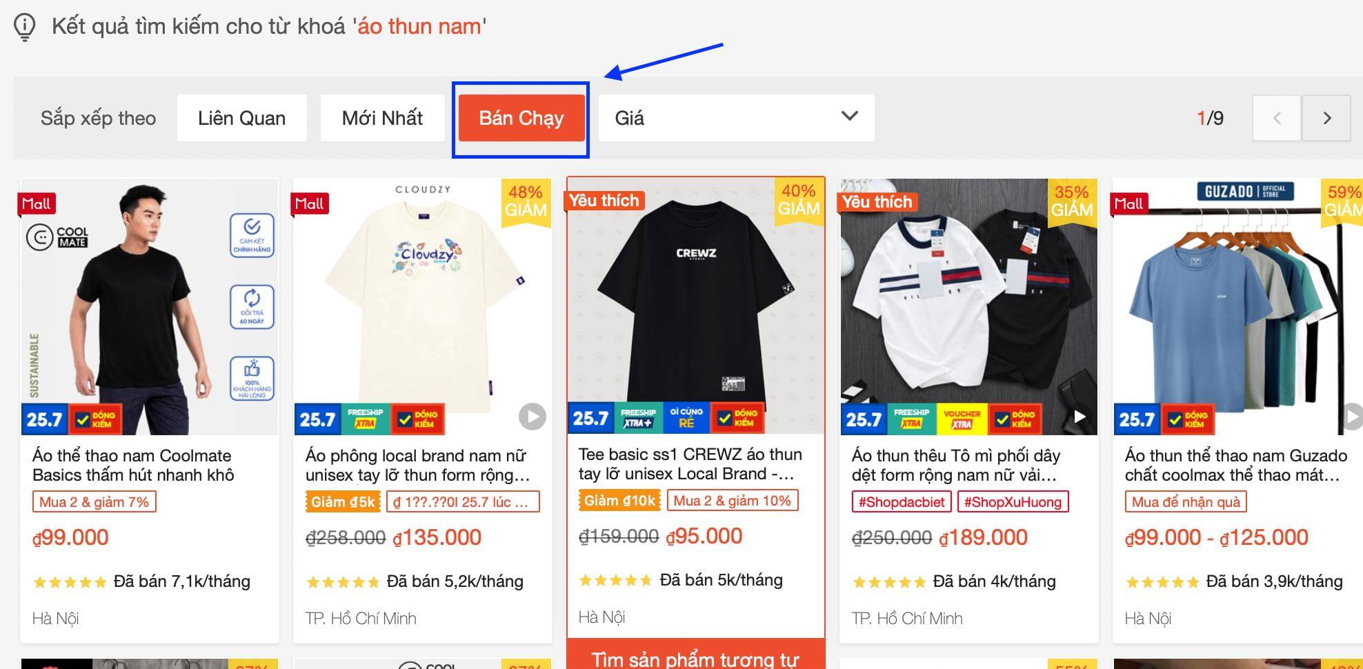 Mục bán chạy của Shopee