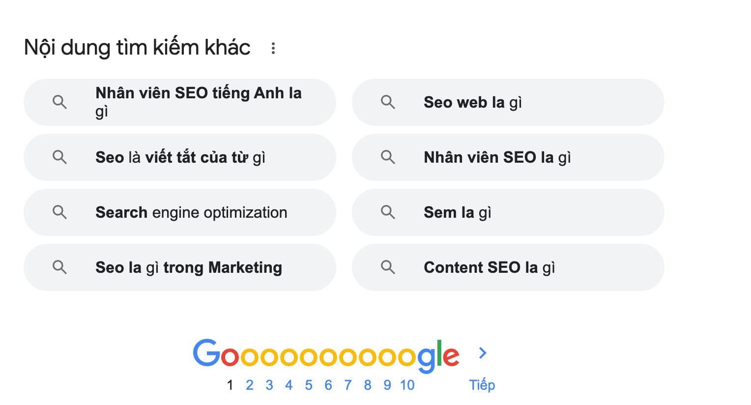 Google “Nội dung tìm kiếm khác”