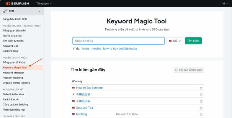 SEMRush Keyword Magic Tool