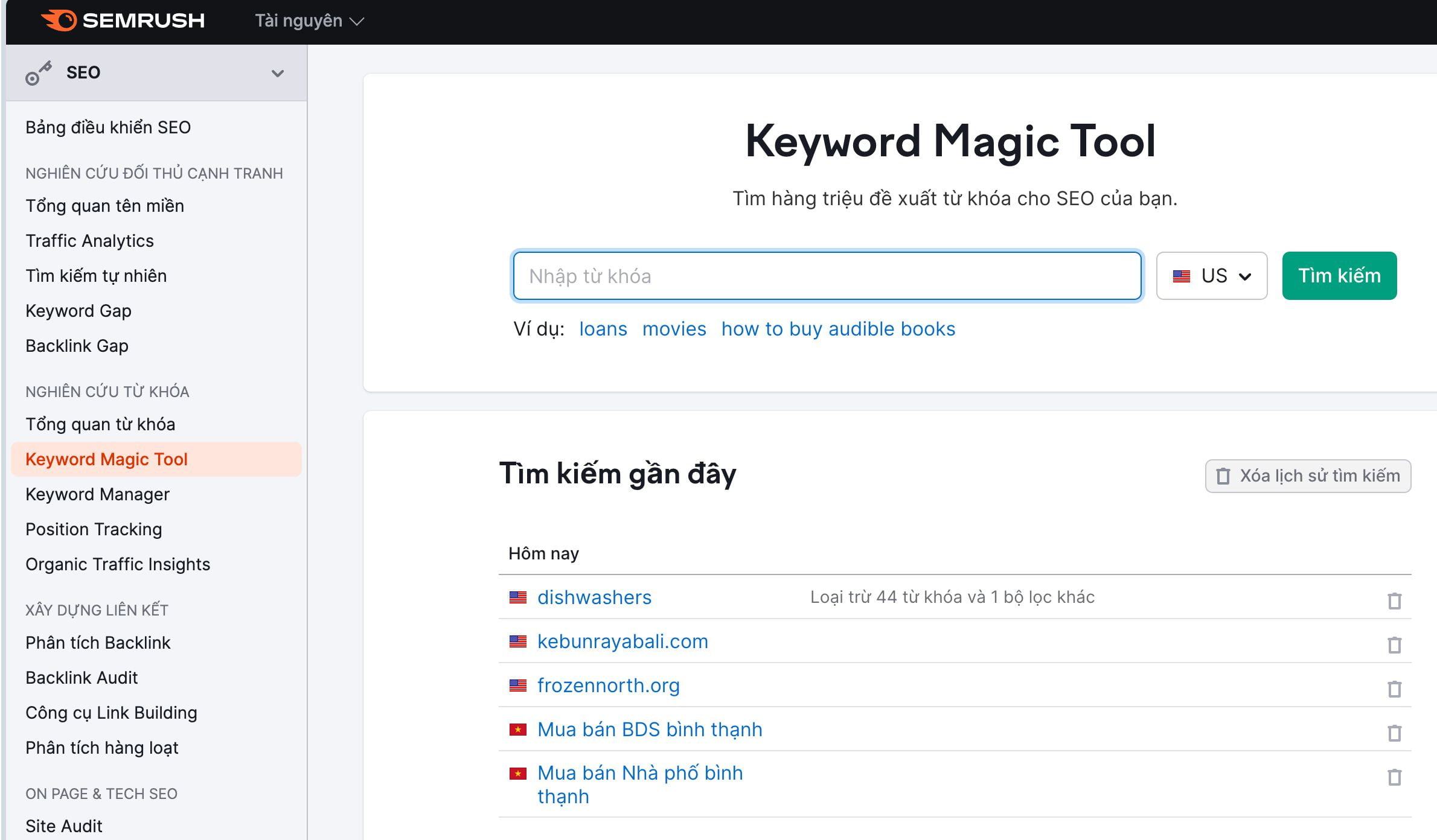 SEMRush Keyword Magic Tool