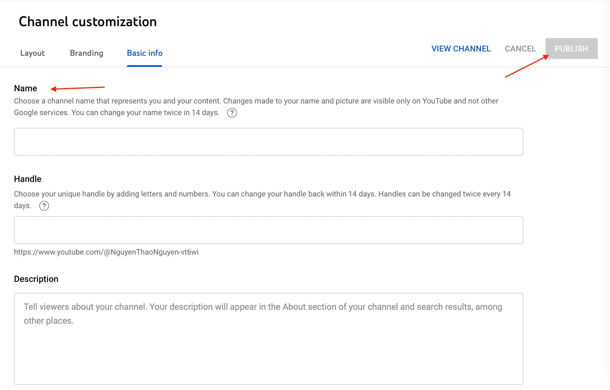Cách thay đổi tên kênh Youtube
