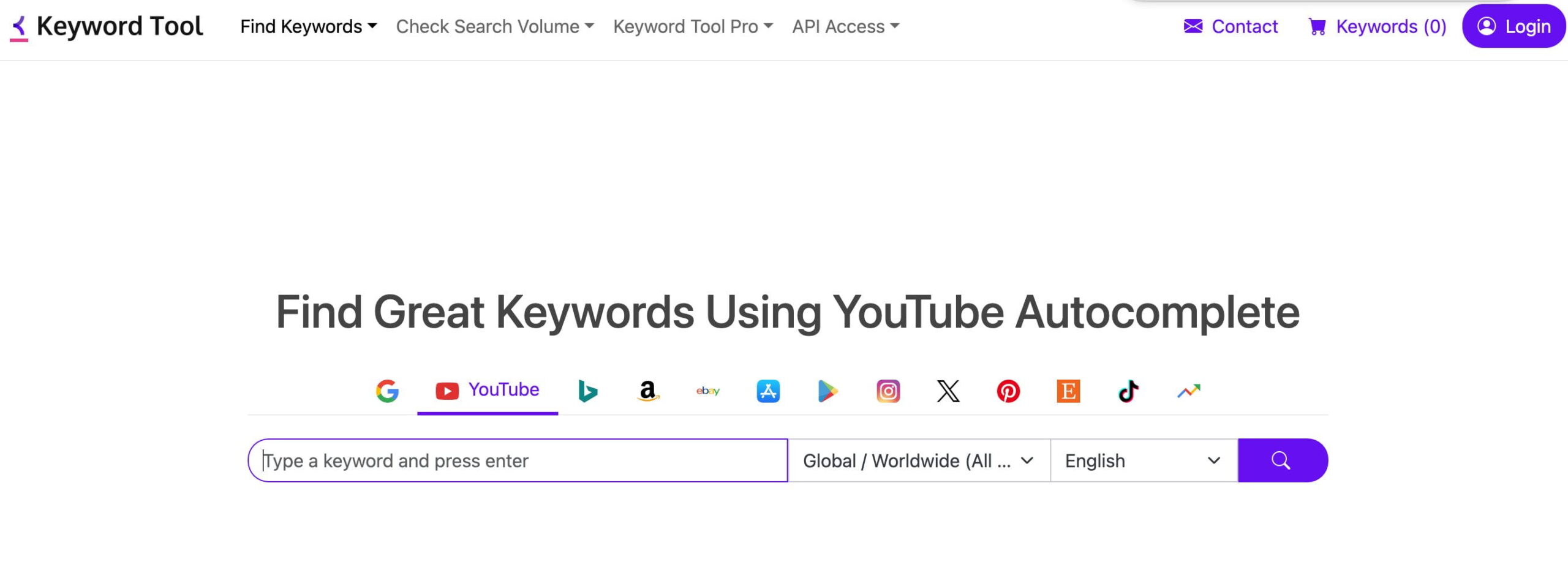 Tìm kiếm từ khoá Youtube với Keyword Tool